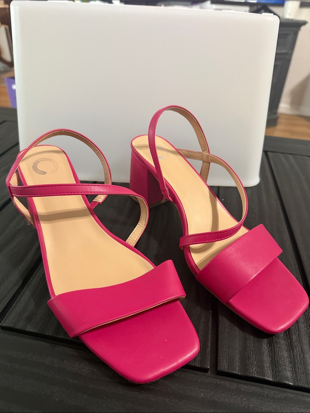 Charming Charlie Hot Pink Strappy Block Heel Sandals